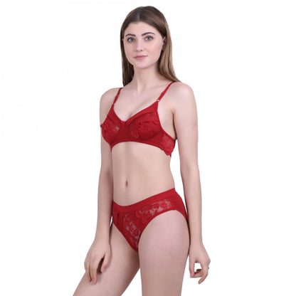 Generic Women's Cotton Bra And Panty Set (Material: Cotton (Color: Mehroon)