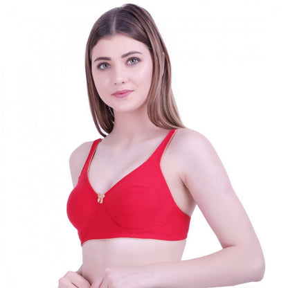 Generic Women's Cotton Bra (Material: Cotton, (Color: Red)