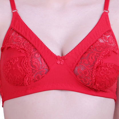 Generic Women's Cotton Bra And Panty Set (Material: Cotton (Color: Red)