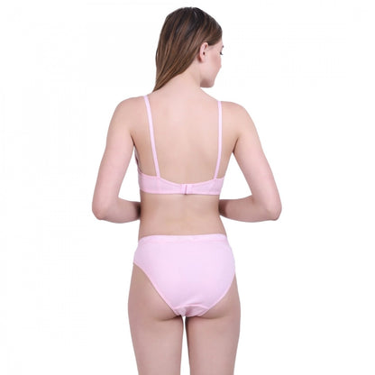 Generic Women's Cotton Bra And Panty Set (Material: Cotton (Color: Light Pink)