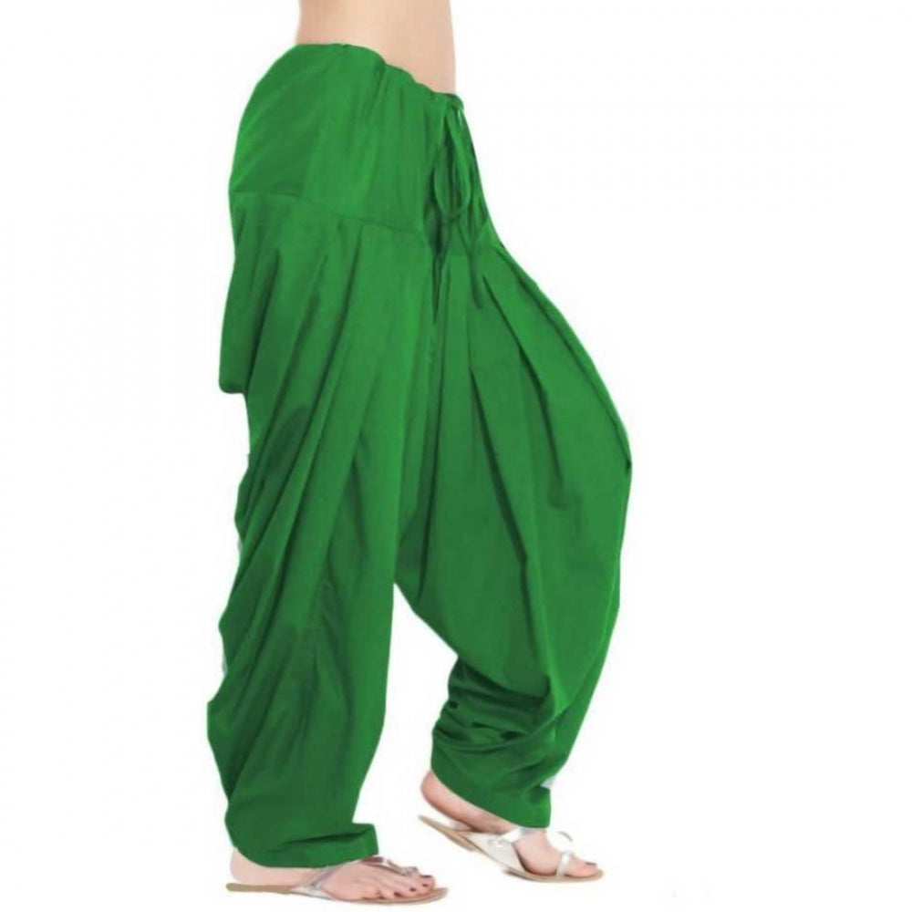 Generic Women's Cotton Solid Patiyala (Color:Green)