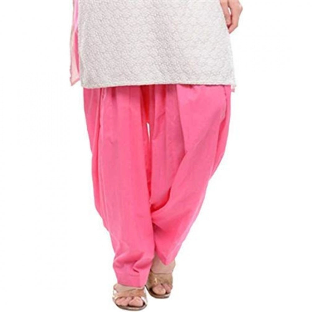 Generic Women's Cotton Solid Patiyala (Color:Baby Pink)