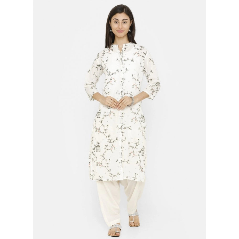 Generic Women's Cotton Solid Patiyala (Color:Half White)