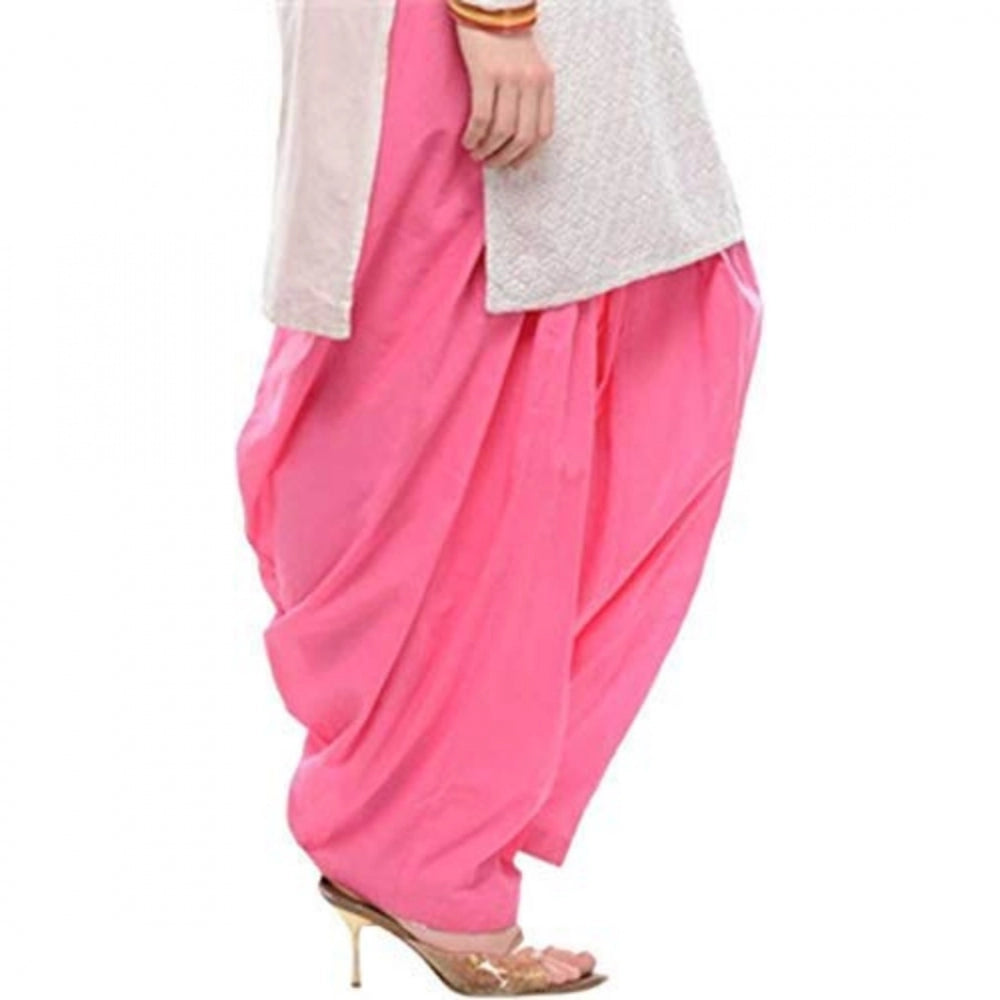 Generic Women's Cotton Solid Patiyala (Color:Baby Pink)