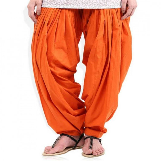 Generic Women's Cotton Solid Patiyala (Color:Orange)