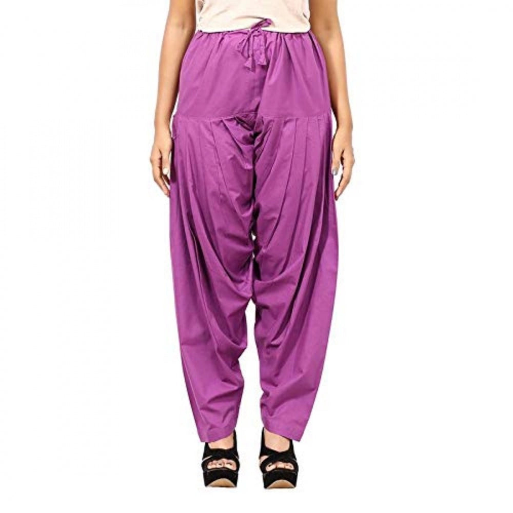 Generic Women's Cotton Solid Patiyala (Color:Violet)