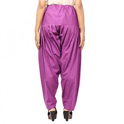 Generic Women's Cotton Solid Patiyala (Color:Violet)