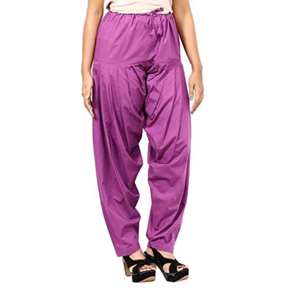 Generic Women's Cotton Solid Patiyala (Color:Violet)