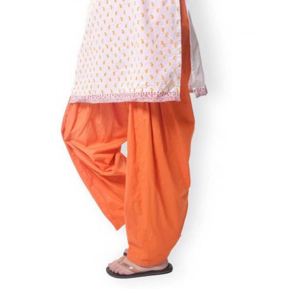 Generic Women's Cotton Solid Patiyala (Color:Orange)