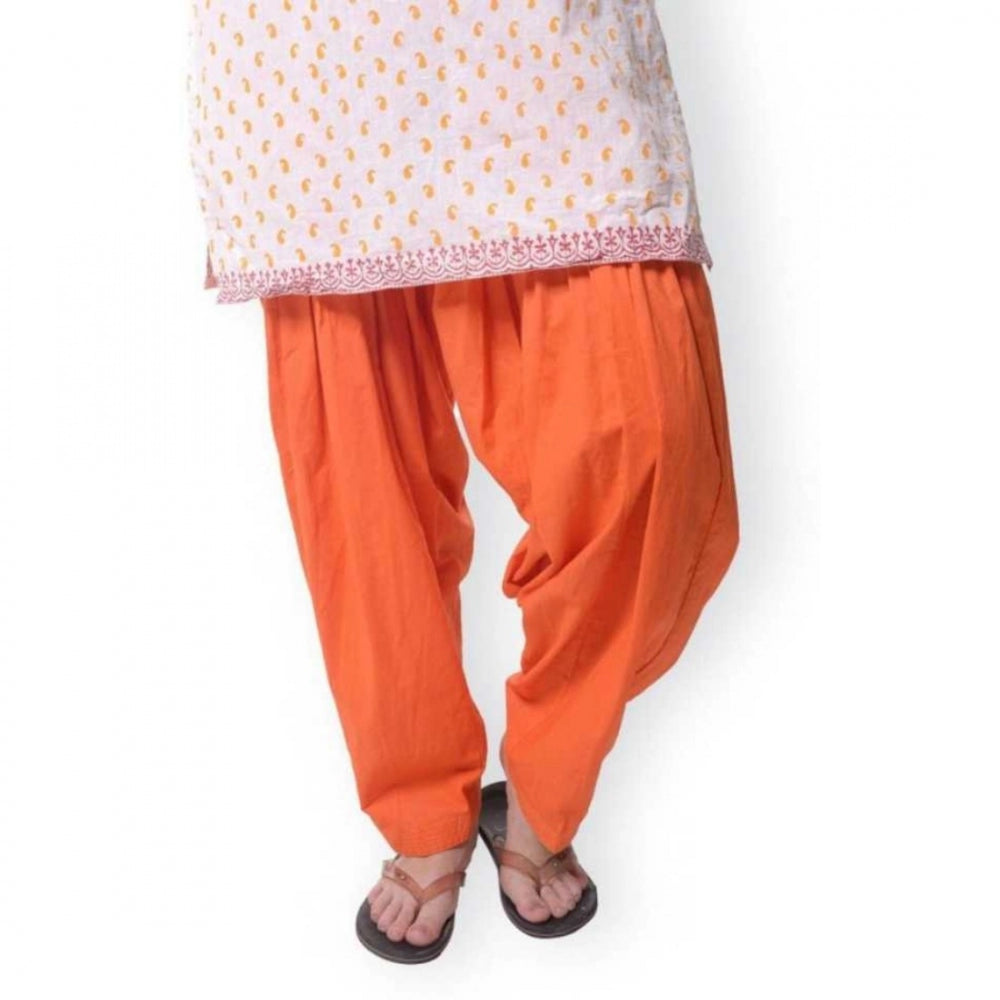 Generic Women's Cotton Solid Patiyala (Color:Orange)