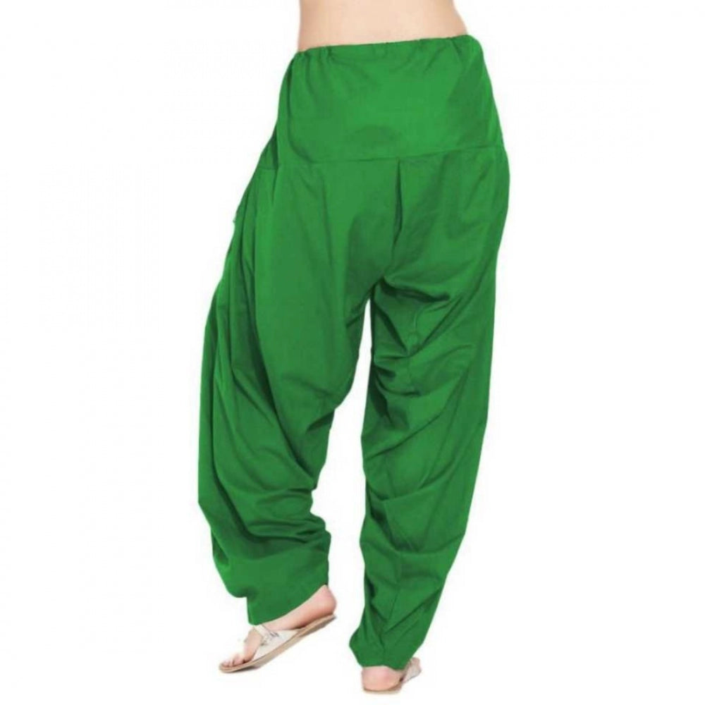 Generic Women's Cotton Solid Patiyala (Color:Green)