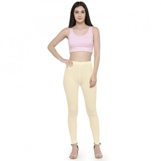 Generic Women's Cotton Leggings (Color:Off White)