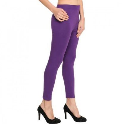 Generic Women's Cotton Leggings (Color:Purple)