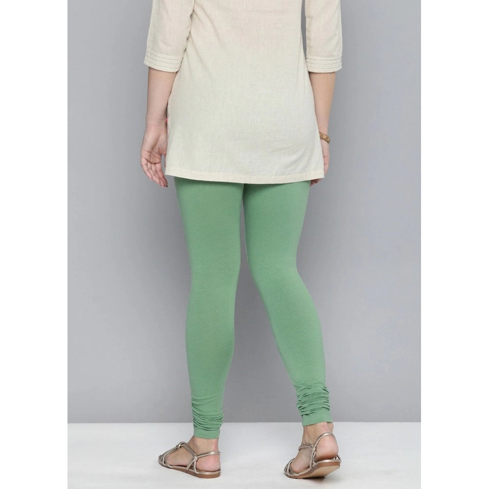 Generic Women's Cotton Leggings (Color:Green Solid)