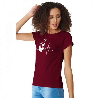 Generic Women's Cotton Western Wear T Shirt (Maroon)