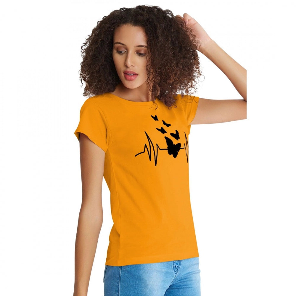 Generic Women's Cotton Western Wear T Shirt (Yellow)