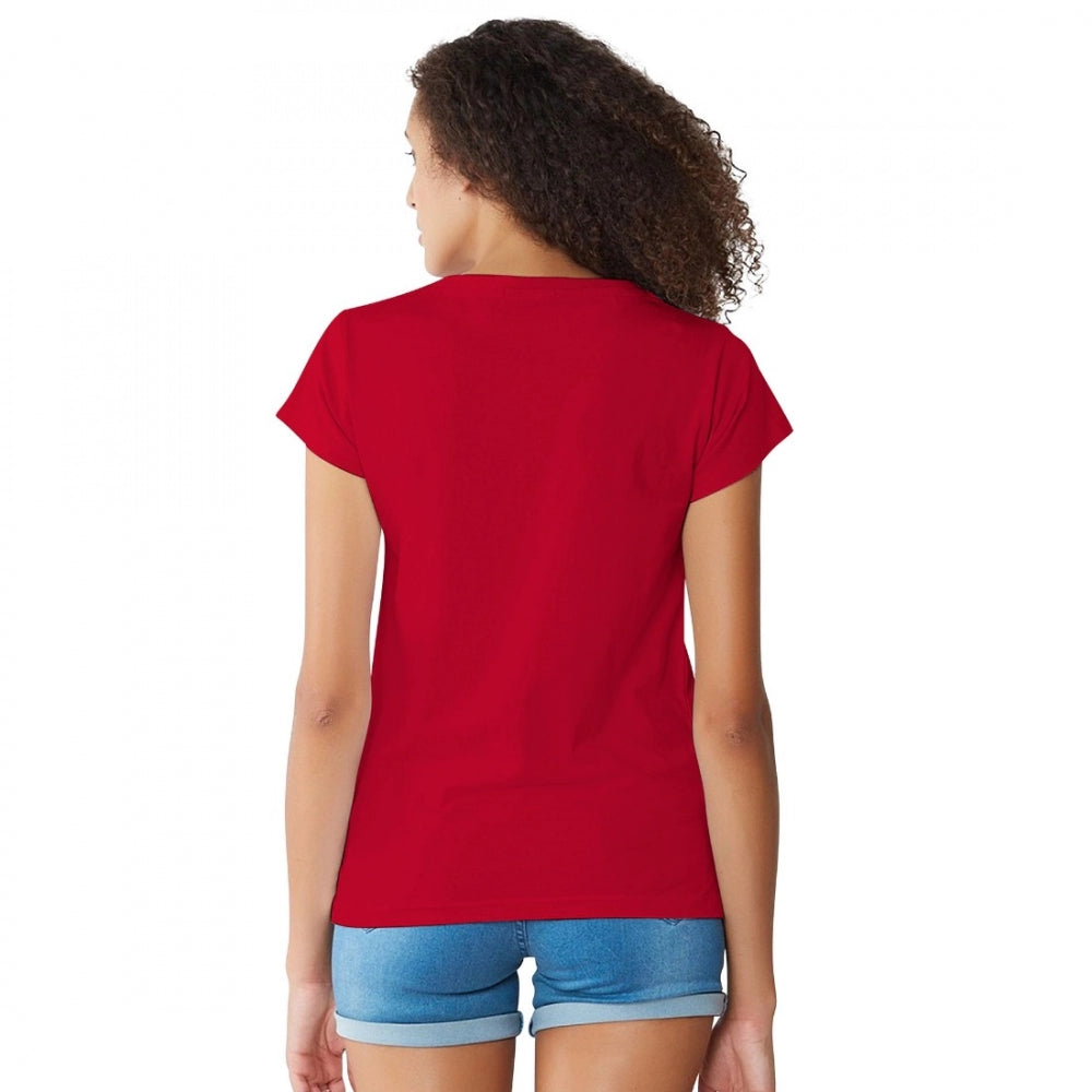 Generic Women's Cotton Western Wear T Shirt (Red)