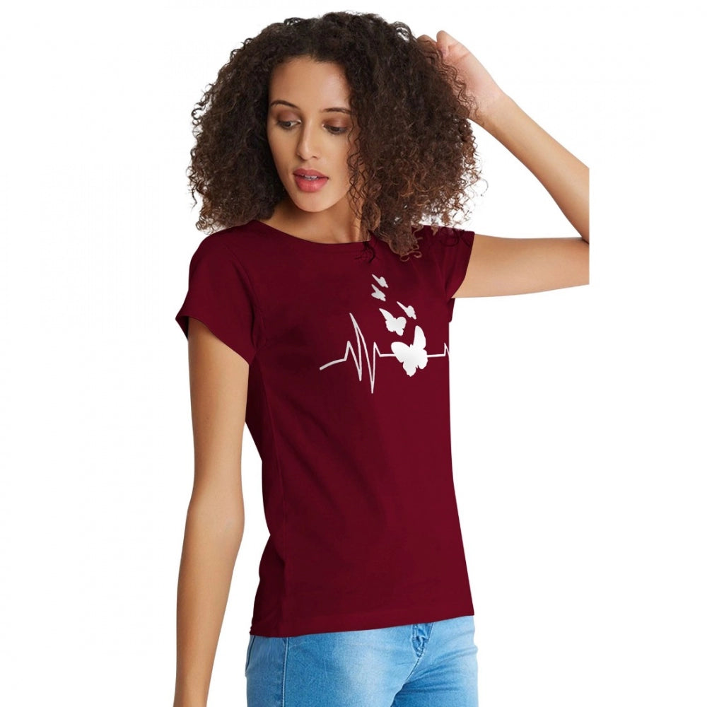 Generic Women's Cotton Western Wear T Shirt (Maroon)