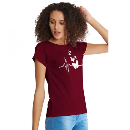 Generic Women's Cotton Western Wear T Shirt (Maroon)