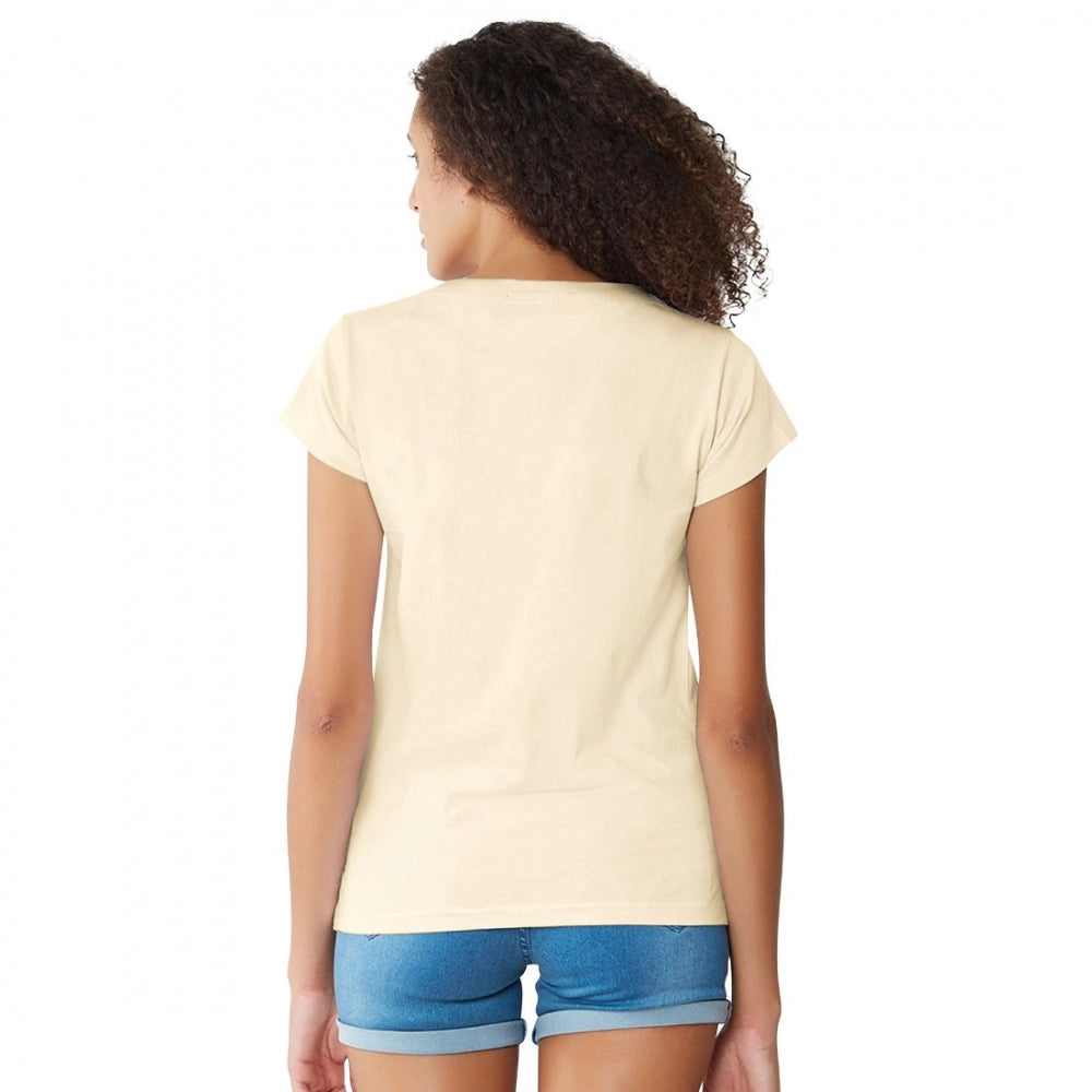 Generic Women's Cotton Western Wear T Shirt (Cream)