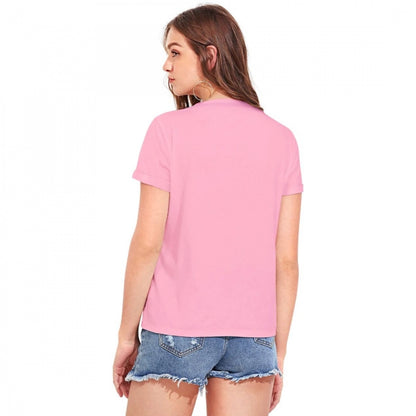 Generic Women's Cotton Western Wear T Shirt (Pink)