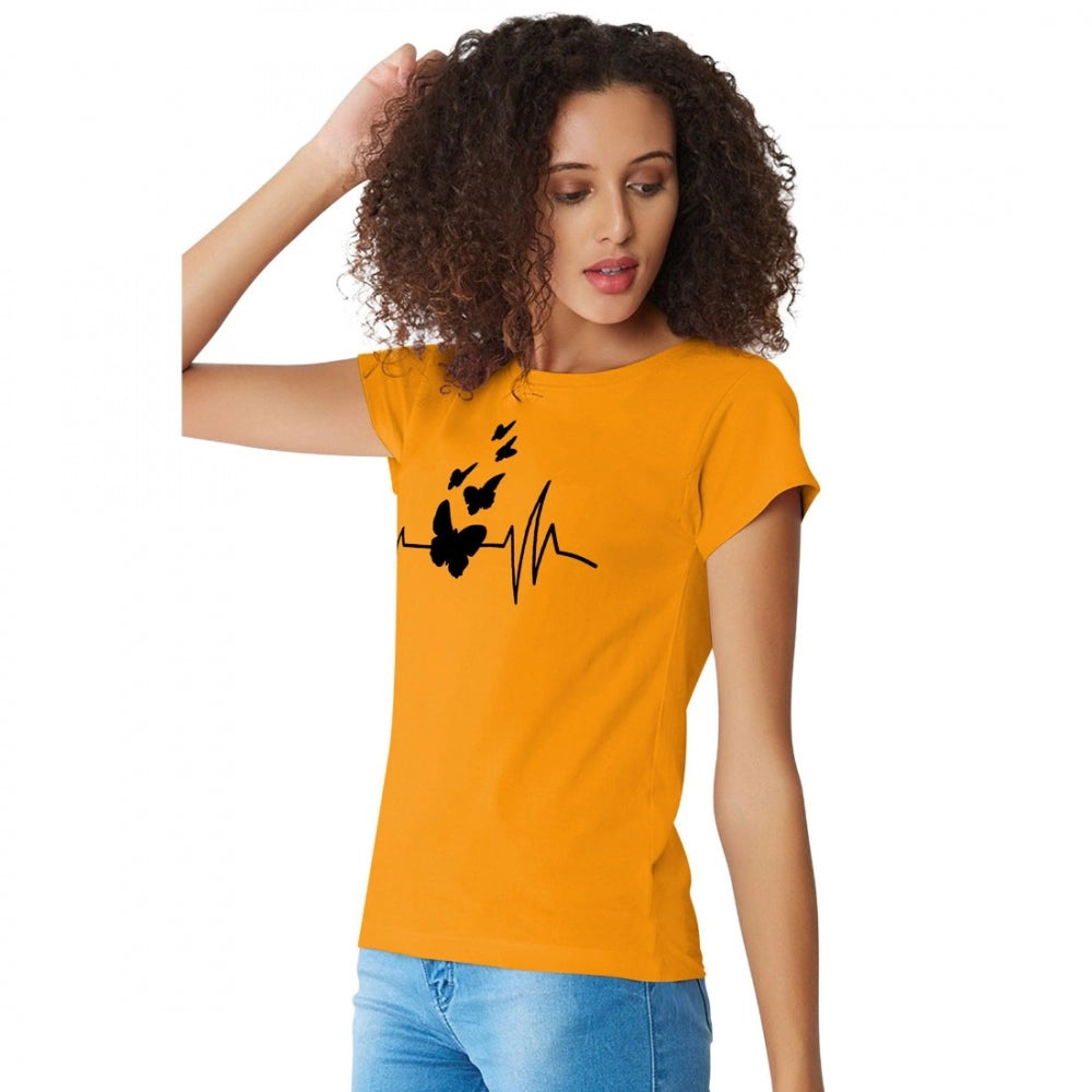 Generic Women's Cotton Western Wear T Shirt (Yellow)