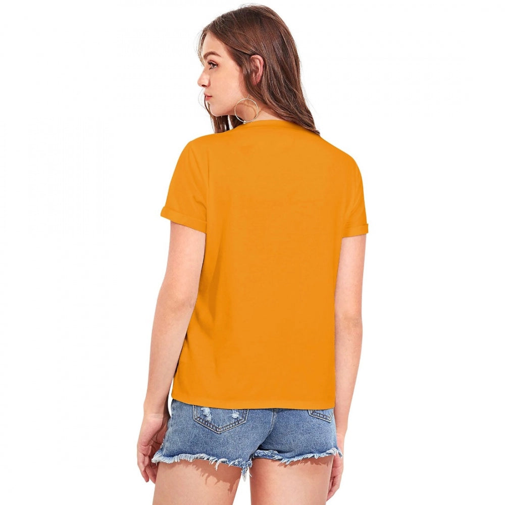 Generic Women's Cotton Western Wear T Shirt (Yellow)