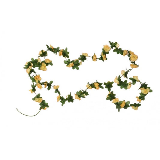 Generic Artificial Flower Creeper Hanging Rose Garland For Home Decoration (Color: Cream, Material: Silk Polyester)