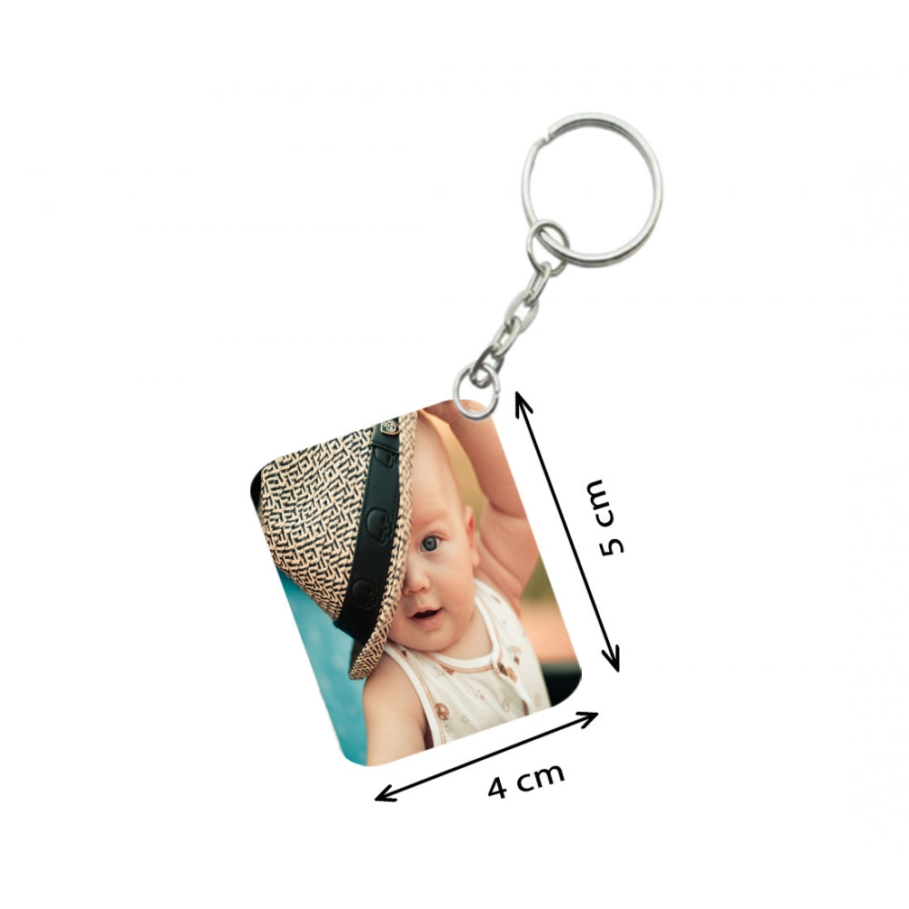 Generic Pack Of 3_ Baby With Cap One Side Printed Rectangle Designer Keychain (Musterd)