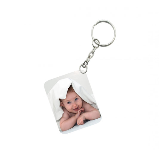 Generic Pack Of 3_ Baby With Smile One Side Printed Rectangle Designer Keychain (White)