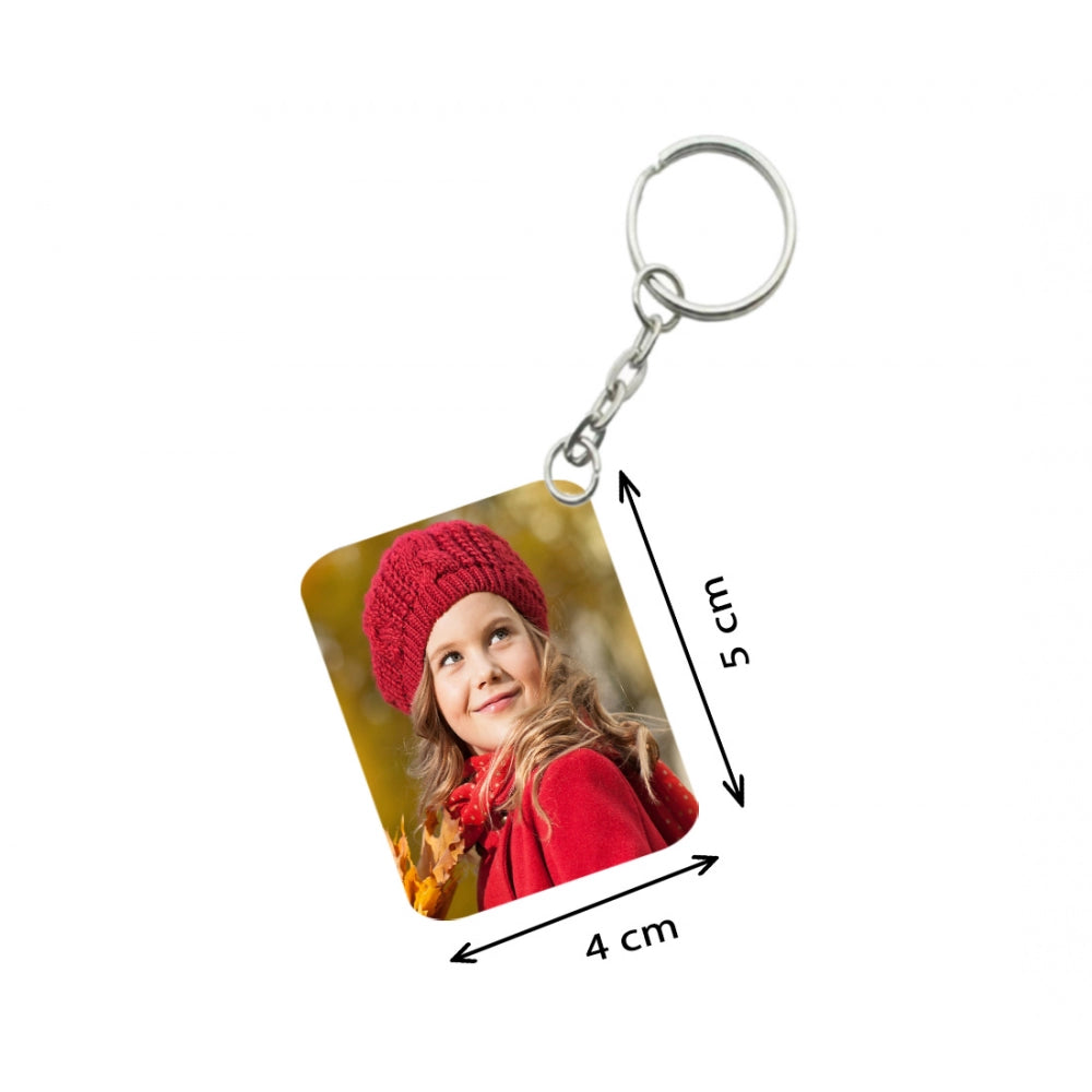 Generic Pack Of 3_ Cute Girl One Side Printed Rectangle Designer Keychain (Red)