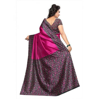 Generic Women's Art Silk Saree With Blouse (Pink, 5-6mtrs)