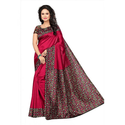 Generic Women's Art Silk Saree With Blouse (Red, 5-6mtrs)