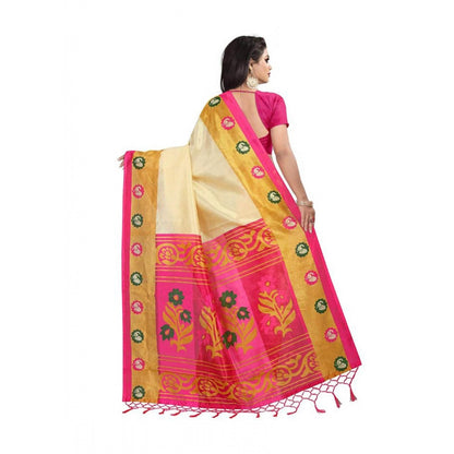 Generic Women's Art Silk Saree With Blouse (Multicolor, 5-6mtrs)