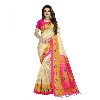 Generic Women's Art Silk Saree With Blouse (Multicolor, 5-6mtrs)