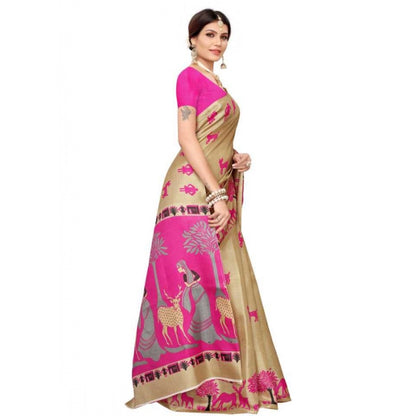 Generic Women's Khadi Silk Saree With Blouse (Multicolor, 5-6mtrs)