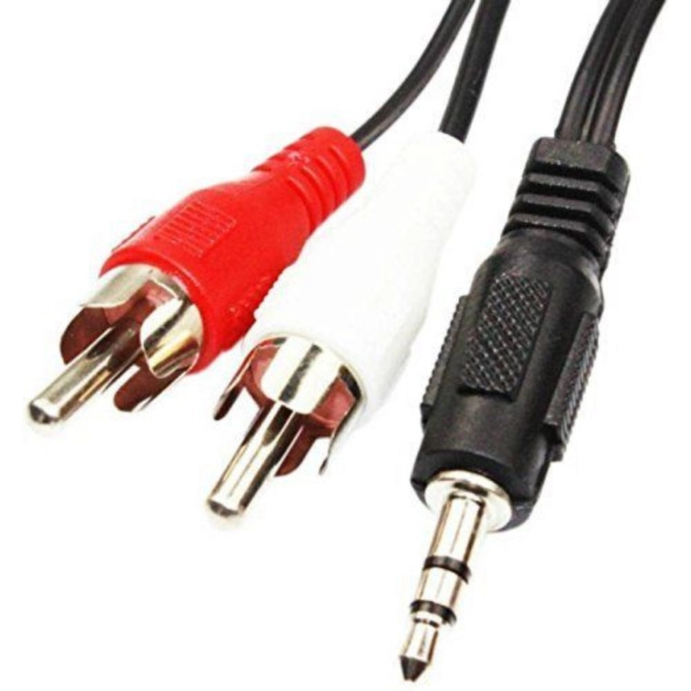 Generic 3.5mm Stereo Audio Male to 2RCA Male EP to 2RCA 3 Yards Connects Mobile and Home Theatre (Black)