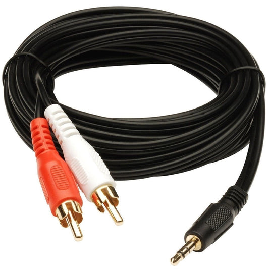 Generic 3.5mm Stereo Audio Male to 2RCA Male EP to 2RCA 3 Yards Connects Mobile and Home Theatre (Black)