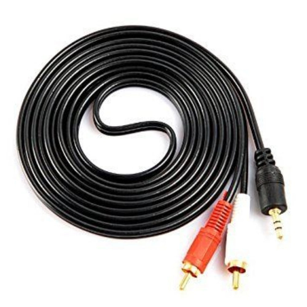 Generic 3.5mm Stereo Audio Male to 2RCA Male EP to 2RCA 1.5 Yards Connects Mobile and Home Theatre (Black)