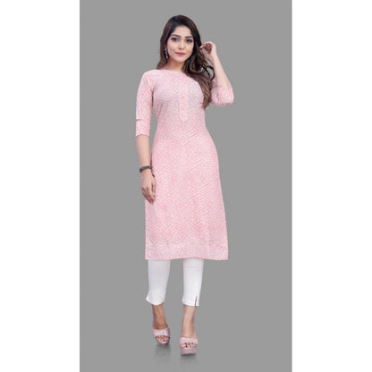 Generic Women's Cotton Straight Kurti (Pink)