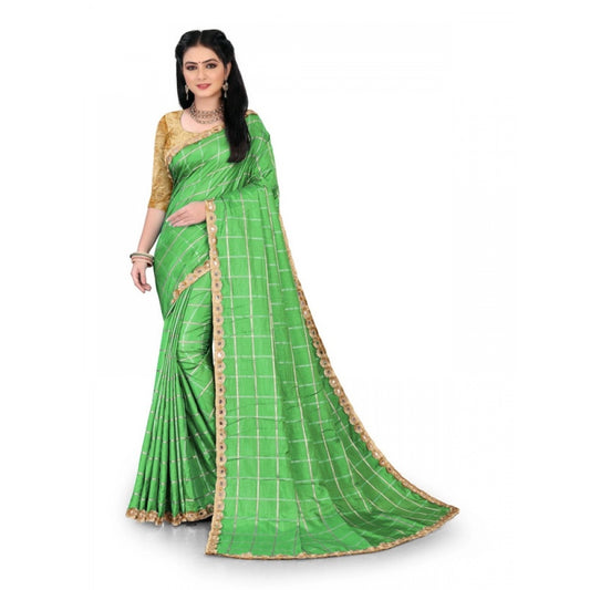 Generic Women's Sana Silk Saree With Blouse (Green, 5-6mtrs)