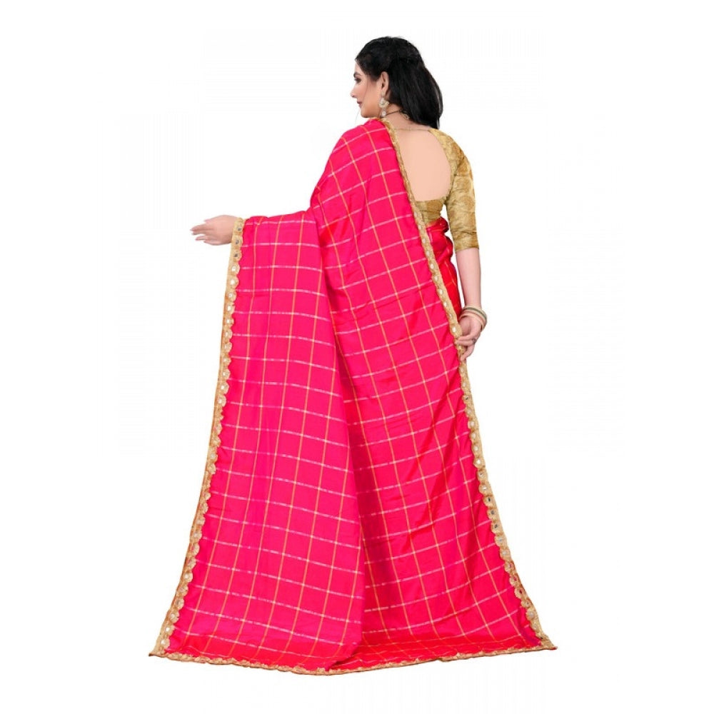 Generic Women's Sana Silk Saree With Blouse (Pink, 5-6mtrs)