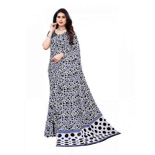 Generic Women's Georgette Saree With Blouse (Blue, 5-6mtrs)