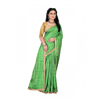 Generic Women's Sana Silk Saree With Blouse (Green, 5-6mtrs)