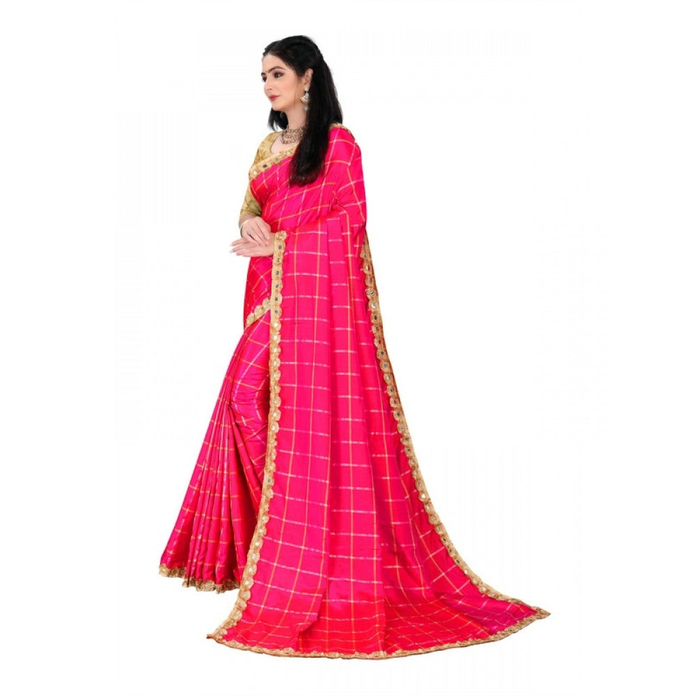 Generic Women's Sana Silk Saree With Blouse (Pink, 5-6mtrs)