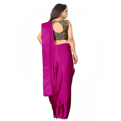 Generic Women's Satin Saree With Blouse (Rani, 5-6mtrs)