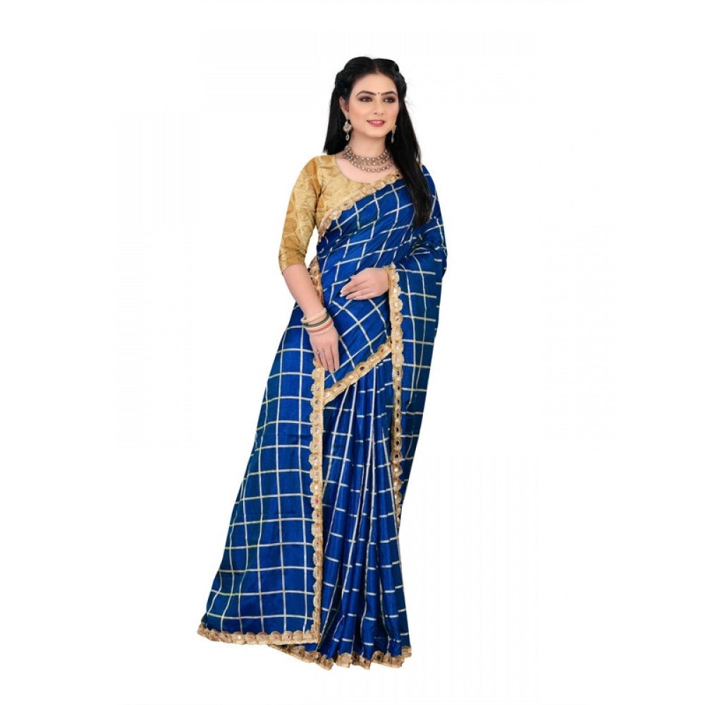 Generic Women's Sana Silk Saree With Blouse (Royal Blue, 5-6mtrs)