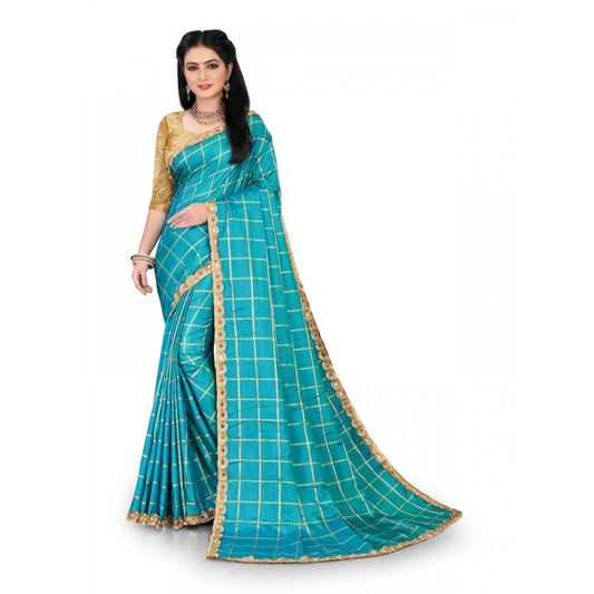 Generic Women's Sana Silk Saree With Blouse (Sky Blue, 5-6mtrs)