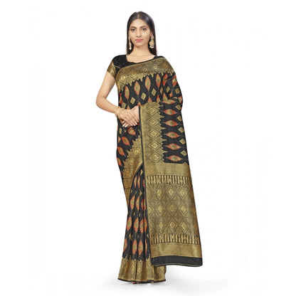 Generic Women's Banarasi Silk Saree With Blouse (Black, 5-6Mtrs)