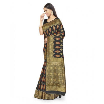 Generic Women's Banarasi Silk Saree With Blouse (Black, 5-6Mtrs)